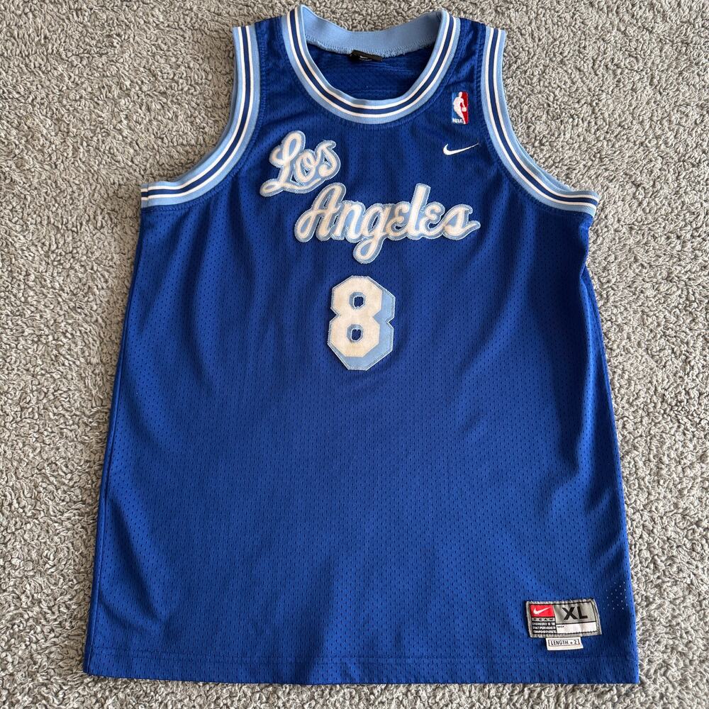 Kobe Bryant Vintage NBA Los Angeles Lakers Nike Jersey Blue Swingman Rewind Y-XL
